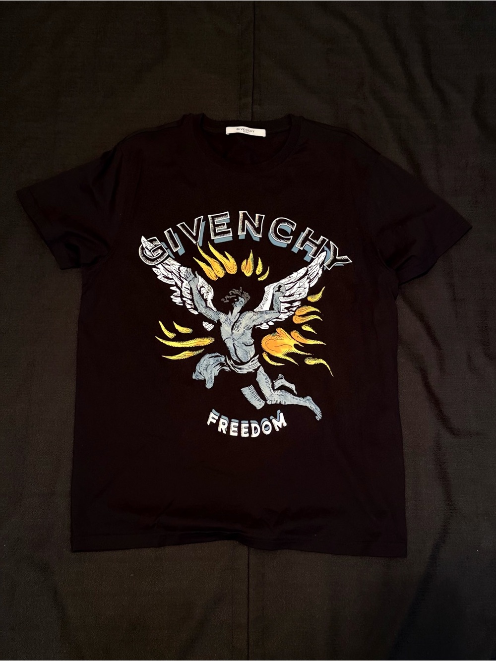 Givenchy Black Graphic 'Freedom' Winged Figure Tee